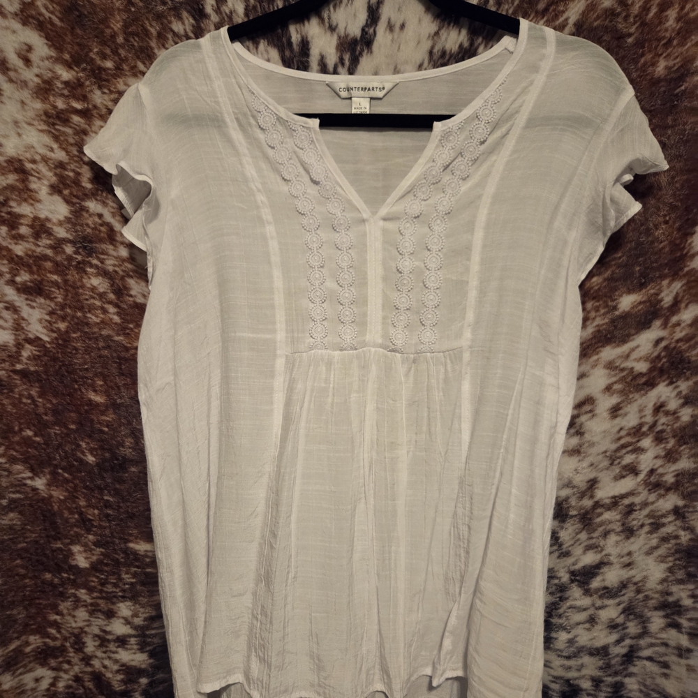 Counterparts White Lace Detail Blouse